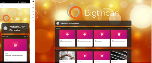 Bigtincan interface on mobile and computer