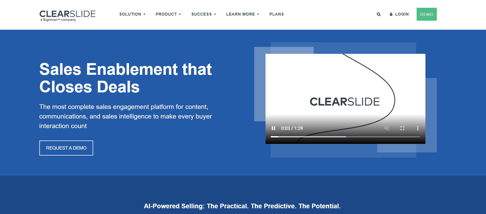 Clearslide homepage