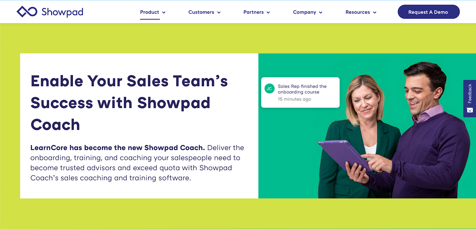 Showpad homepage: Enable your sales team's success with Showpad Coach