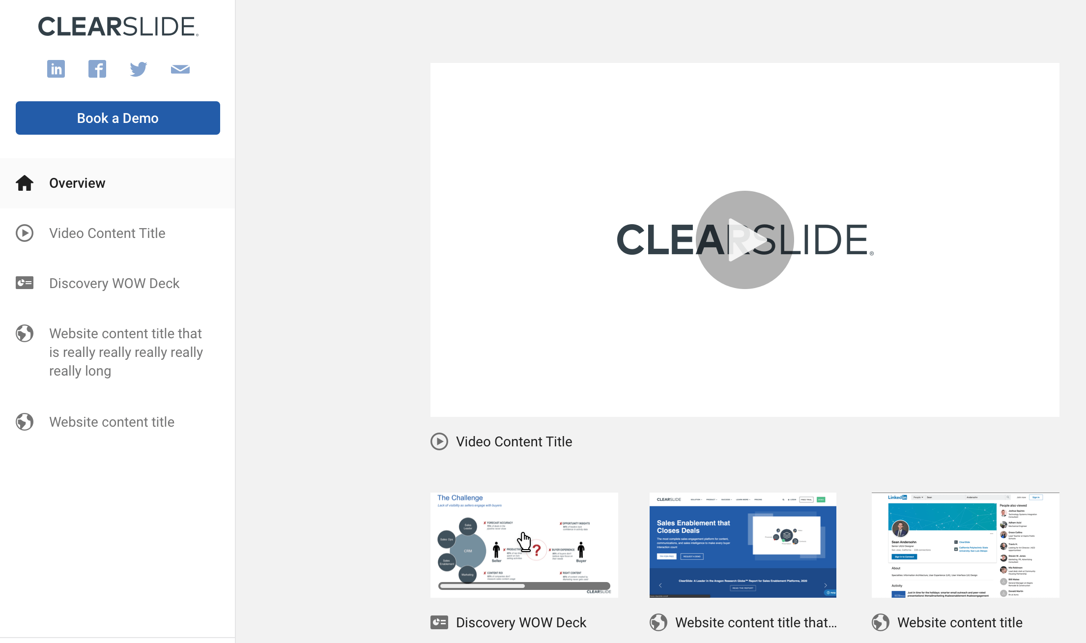 Digital sales room: ClearSlide Book a Demo 