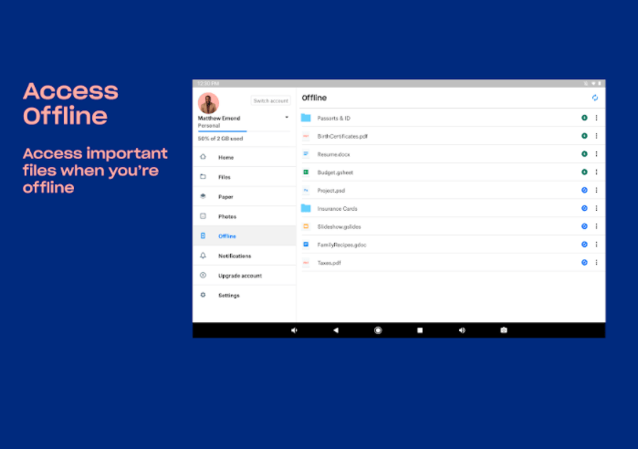 A preview of the Dropbox interface and capabilities