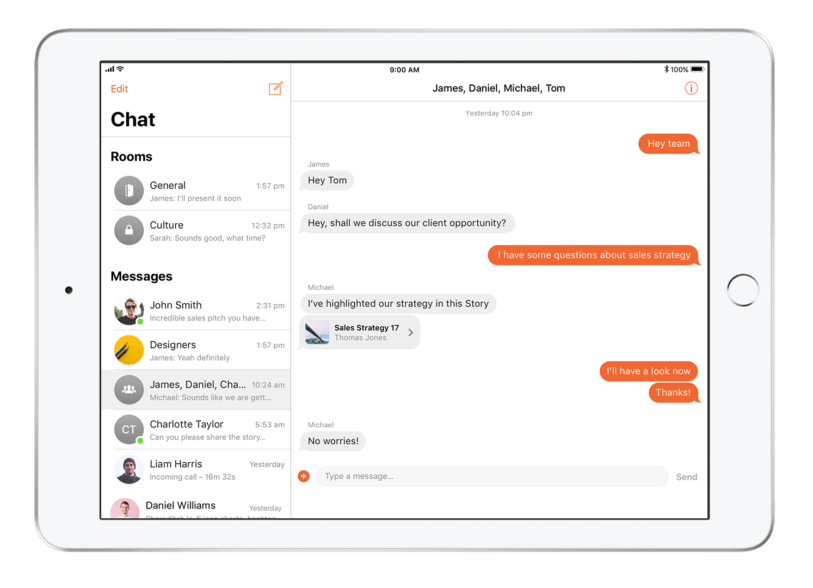 Bigtincan's Built in Chat to communicate with coworkers