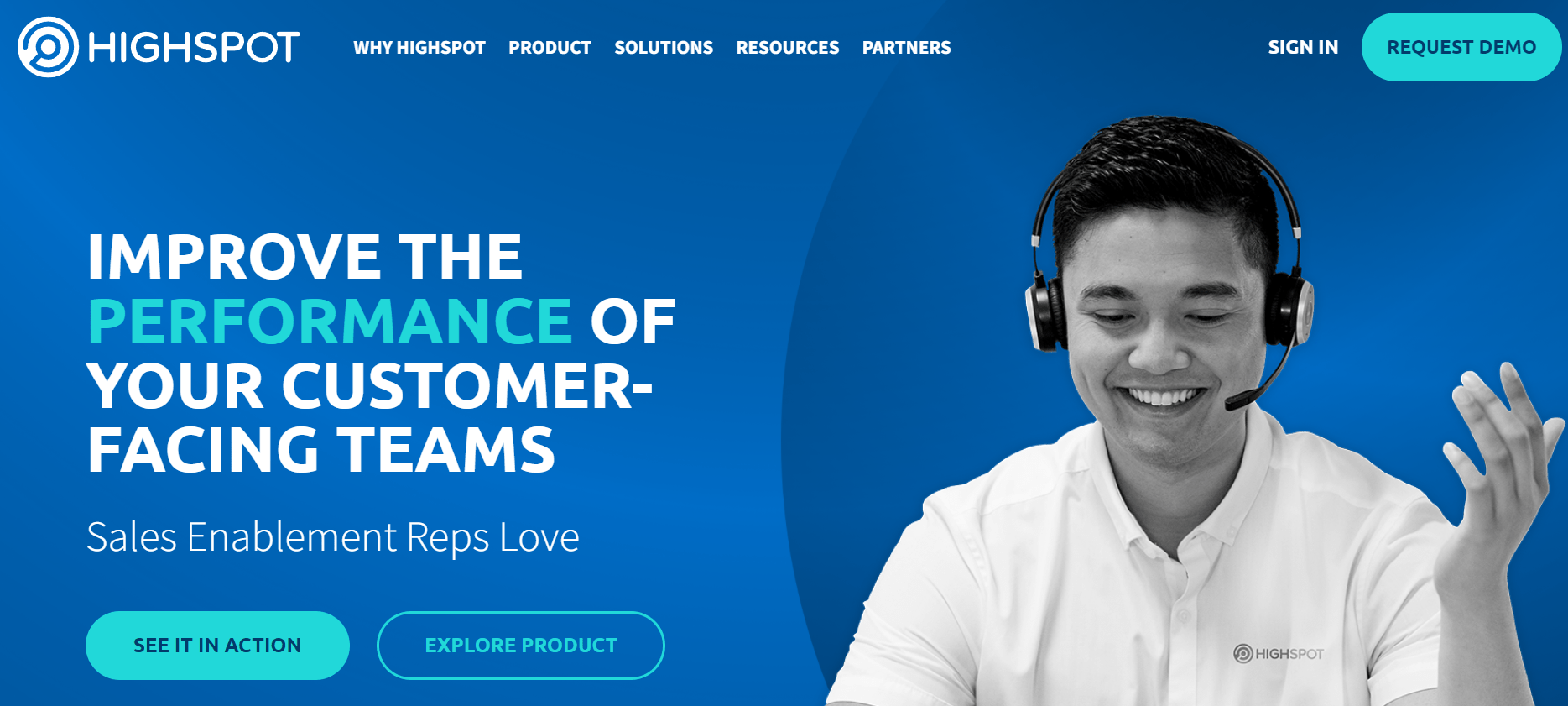 Highspot homepage: Improve the performance of your customer-facing teams