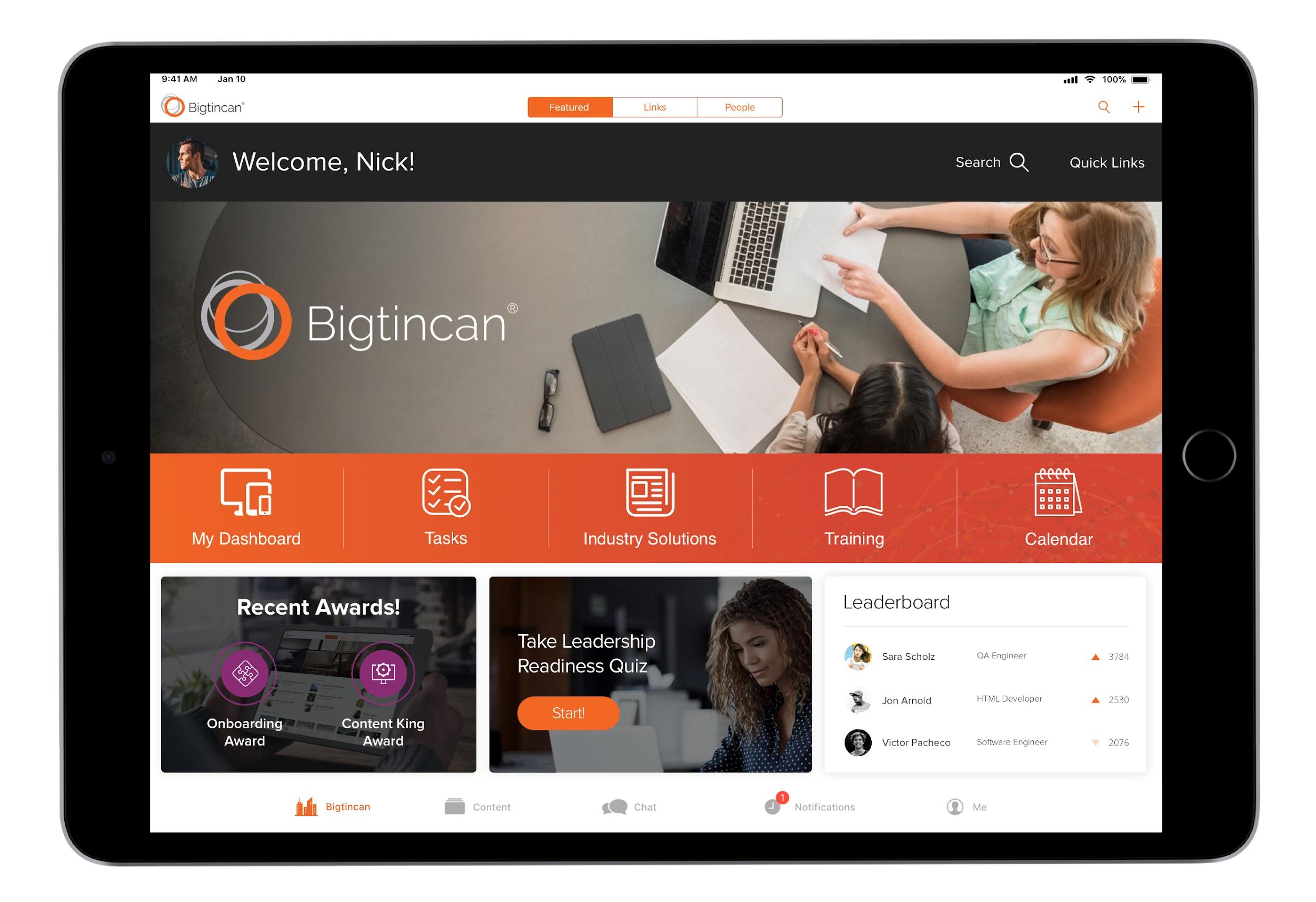 An example of how you can customize the Bigtincan platform for your own branding and work style.