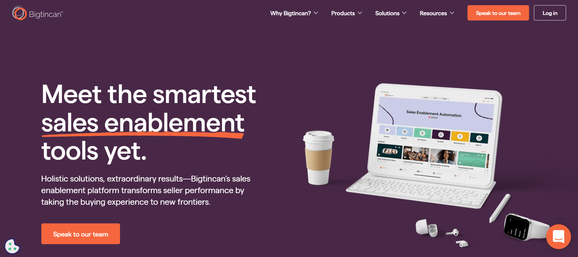 Bigtincan homepage: Meet the smartest sales enablement tools yet.