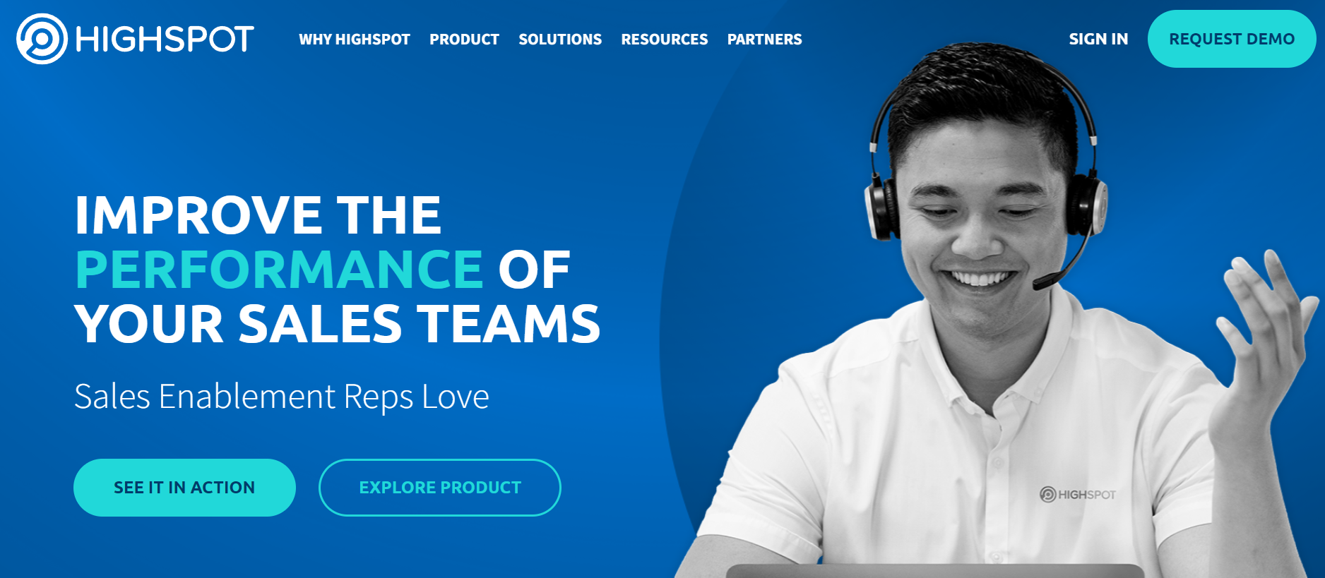 Highspot homepage: Improve the Performance of Your Sales Team