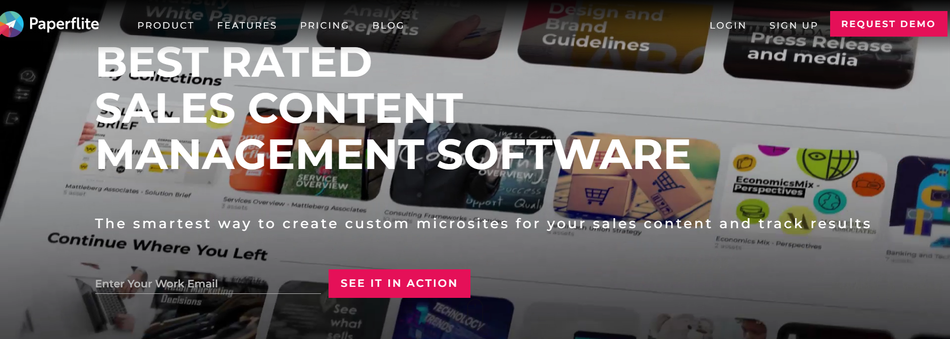 Paperflite homepage: Best Rated Sales Content Management Software
