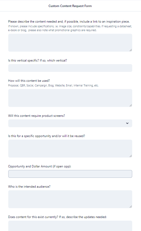 sales content request form example