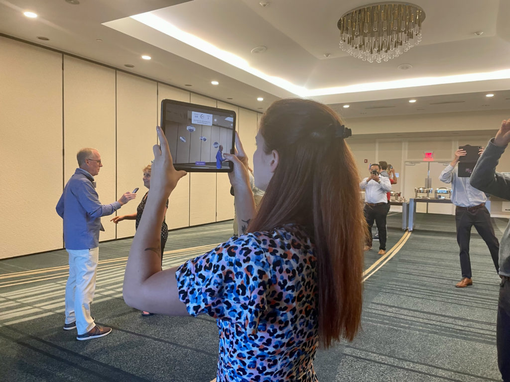 sales rep engaging with augmented reality game