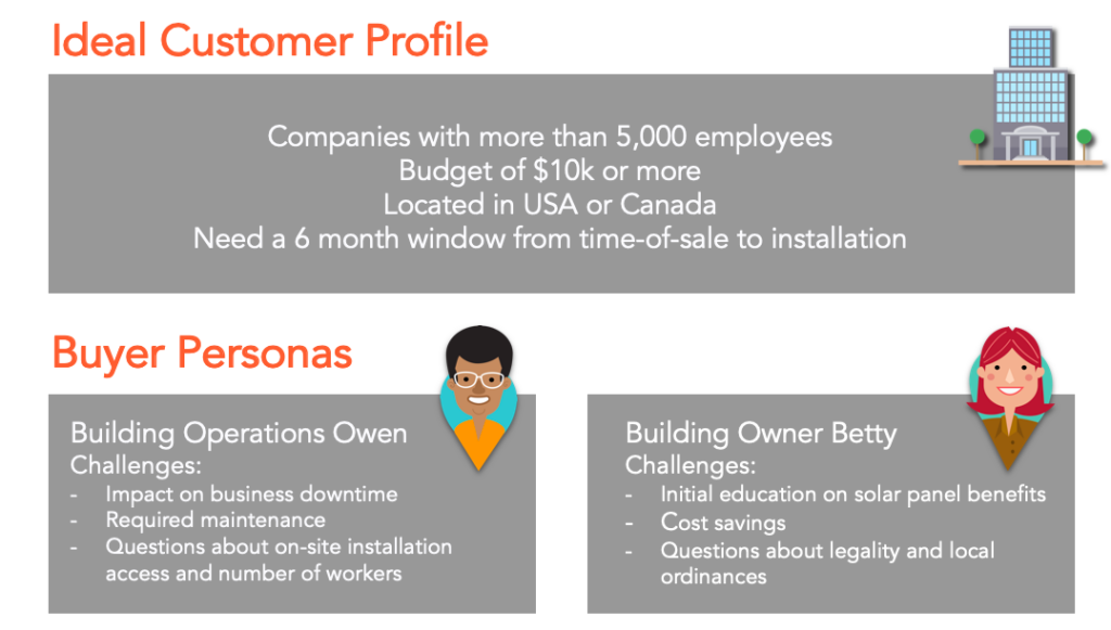 Screenshot of an ideal customer profile example used to align sales and marketing around shared targeting criteria