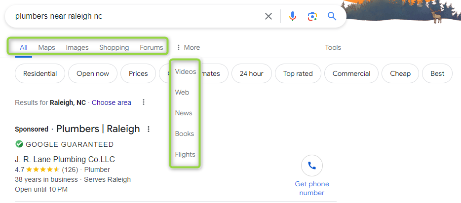 google advanced search filters