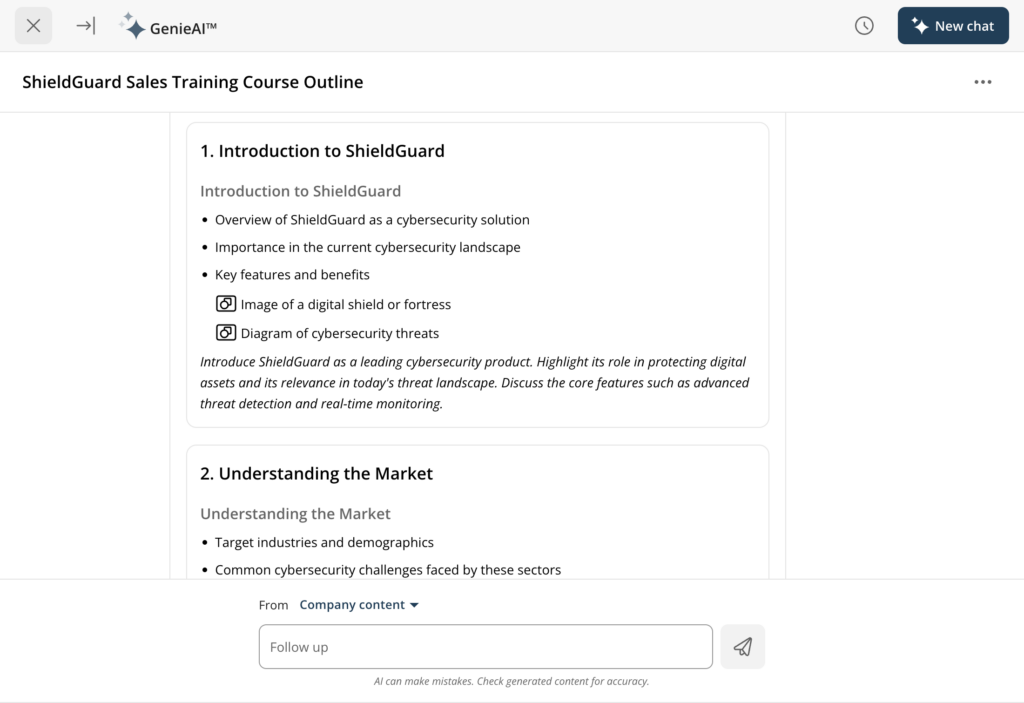 Use AI assistant to outline training courses