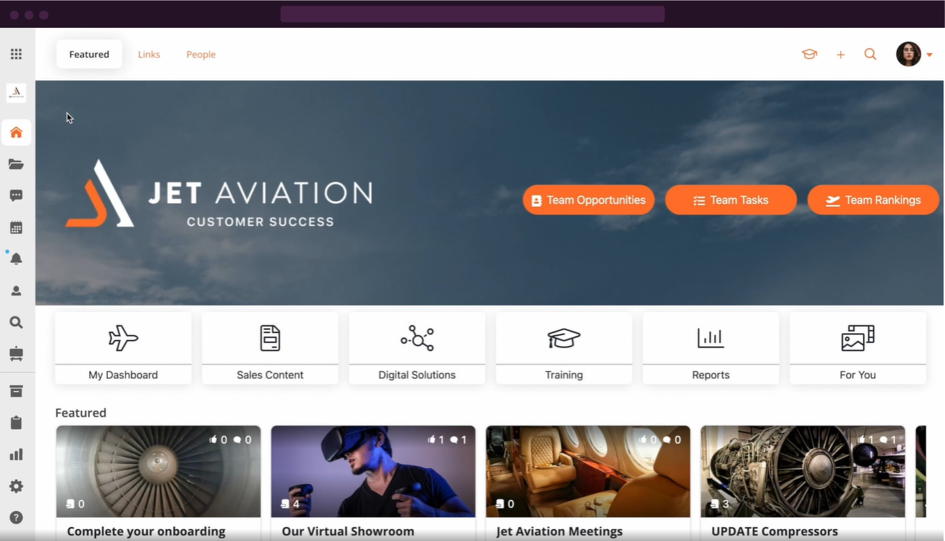 Jet Aviation Bigtincan webpage showcase