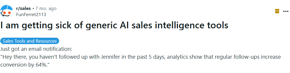 reddit sellers need valuable and not generic enablement ai tools